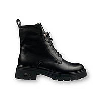 Женские демисезонные ботинки из натуральной кожи черные на высокой подошве 18J1294-0502R-6365 Brokolli 2431