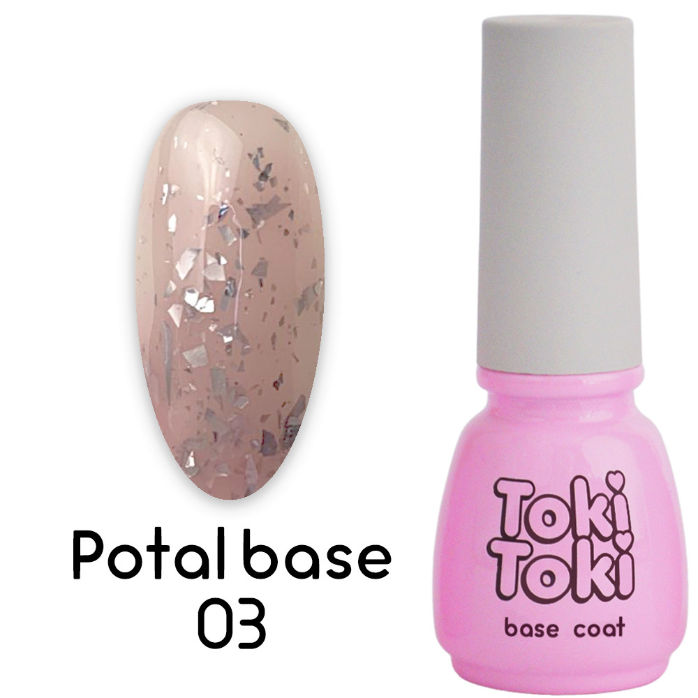 База для нігтів з частинками фольги (поталь) Toki-Toki Potal 5 мл №03