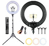 Кільцева LED лампа RL-18 на штативі 55Вт., 45см, (у комплекті: пульт, чохол, 3 тримачі), фото 2