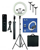 Кільцева LED лампа RL-18 на штативі 55Вт., 45см, (у комплекті: пульт, чохол, 3 тримачі)