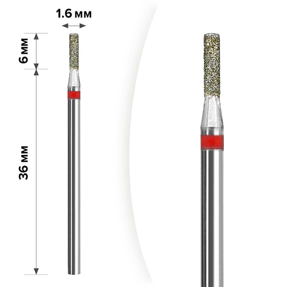 Фреза алмазна для манікюру mART (M-015) - Циліндр Red 1,6*6, фото 1