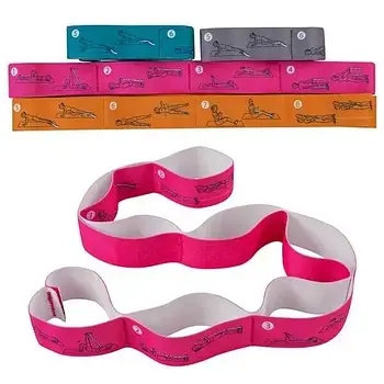 Стрічка еспандер для розтяжки секційна з петлями універсальна GE5430 для фітнесу йоги стретчингу реабілітації