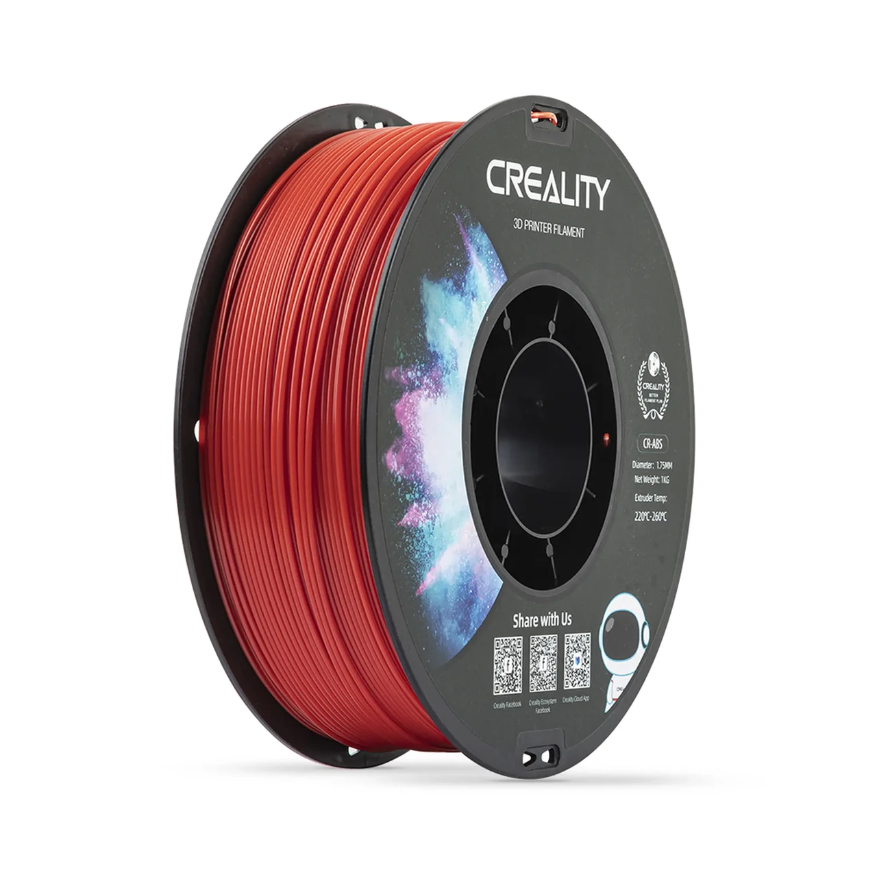 ABS Filament (пластик) для 3D принтера CREALITY 1кг, 1.75мм, червоний - фото 1 - id-p1887896176