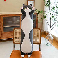 Качественная мягкая игрушка обнимашка длинный кот сосиска 130 см