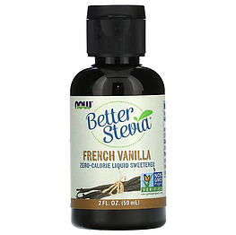 Стевія Better Stevia Zero-Calorie Liquid Sweetener French Vanilla Now Foods 59 мл Ваніль
