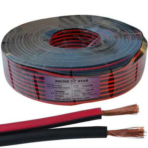 Кабель живлення 2 жили 40х0.2мм 1.3мм², CU мідь 14AWG, червоно-чорний, 100м, Sound Star