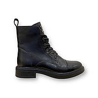 Женские кожаные деми ботинки на низком каблуке черные повседневные HJ2426R-62-596 Anemone 2491