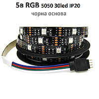 Светодиодная лента 5В 5050(30LED/м) IP20 RGB (чёрная основа)