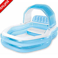 Детский надувной бассейн Intex 57186 Swim Center 229х191х135 см семейный с сидением и навесом для дома и дачи