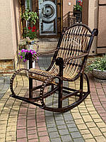 Кресло качалка плетеная из лозы и ротанга "Магнат темный"