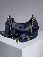 Женская сумка Прада синяя Prada Re-Edition 2005 Blue Saffiano Leather Bag