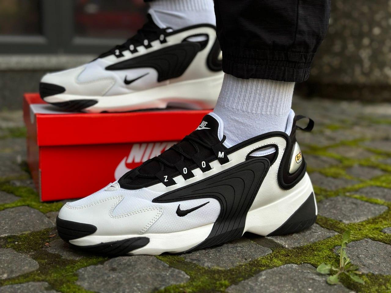 Чоловічі та жіночі кросівки Nike ZOOM 2k Кеди модні Найк зум чорно-білі весна - літо сітка демисезон унисекс, фото 1