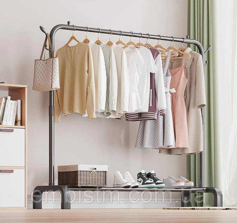 Напольная вешалка для одежды и обуви металлическая с крючками Clother ...