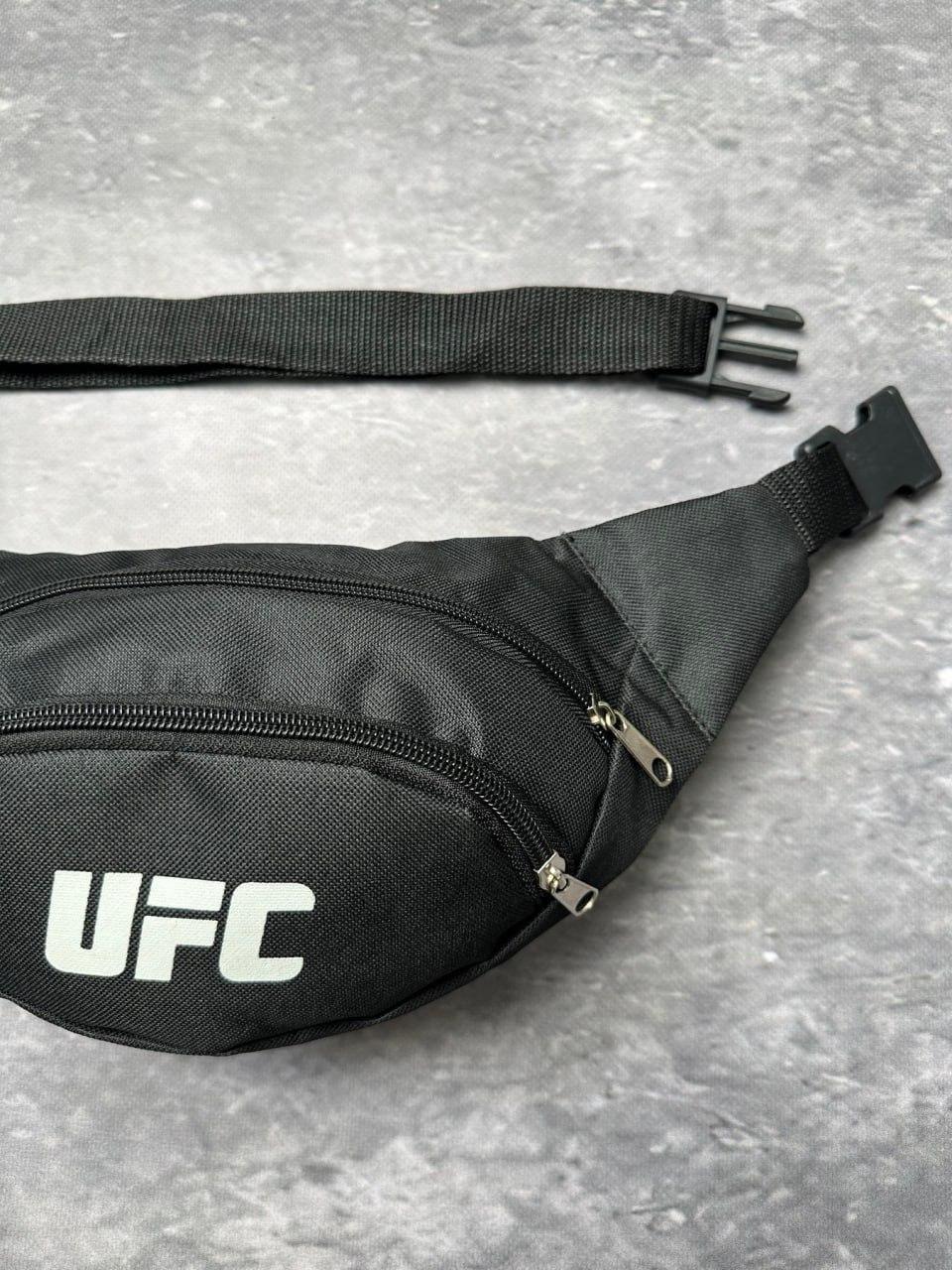 Сумка через плече поясна Ufc чоловіча жіноча чорна сумка на пояс текстильна бананка Юфс