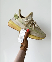 Жіночі жовті білі кросівки Adidas Yeezy Boost 350 v2 Flax Reflective і буст кеди Адідас світлі