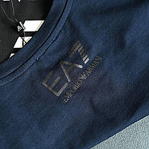 Літня футболка Blue Emporio Armani темно-синя бавовна брендова футболка для хлопця Армані Емпоріо принт EA7, фото 5