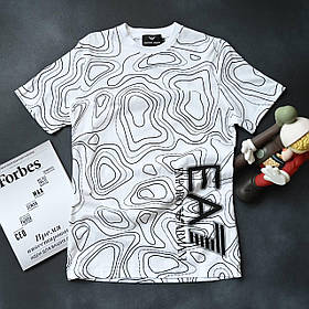 Літня футболка White Emporio Armani біла бавовна брендова футболка для хлопця Армані Ампоріо принт EA7