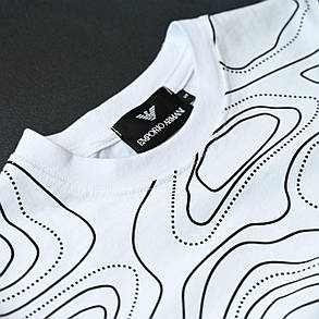 Літня футболка White Emporio Armani біла бавовна брендова футболка для хлопця Армані Ампоріо принт EA7, фото 4