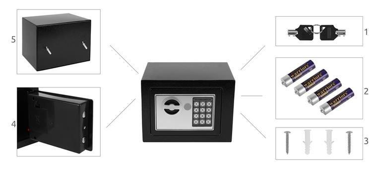 Мини сейф для дома офиса гостиницы с электронным замком Malatec S8799 черный - фото 9 - id-p1887994330