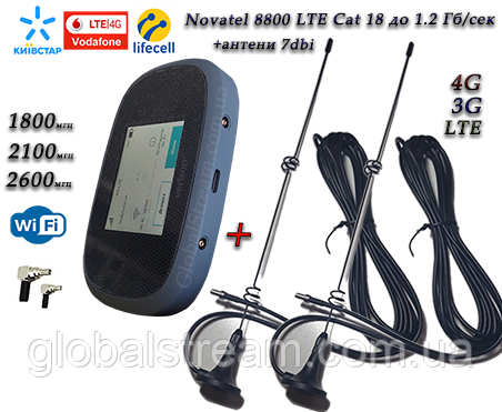 4GWiFi роутер Verizon MiFi 8800 Cat 18 до 1.2 Гб/с (4400mAh)+2 антени 7 db