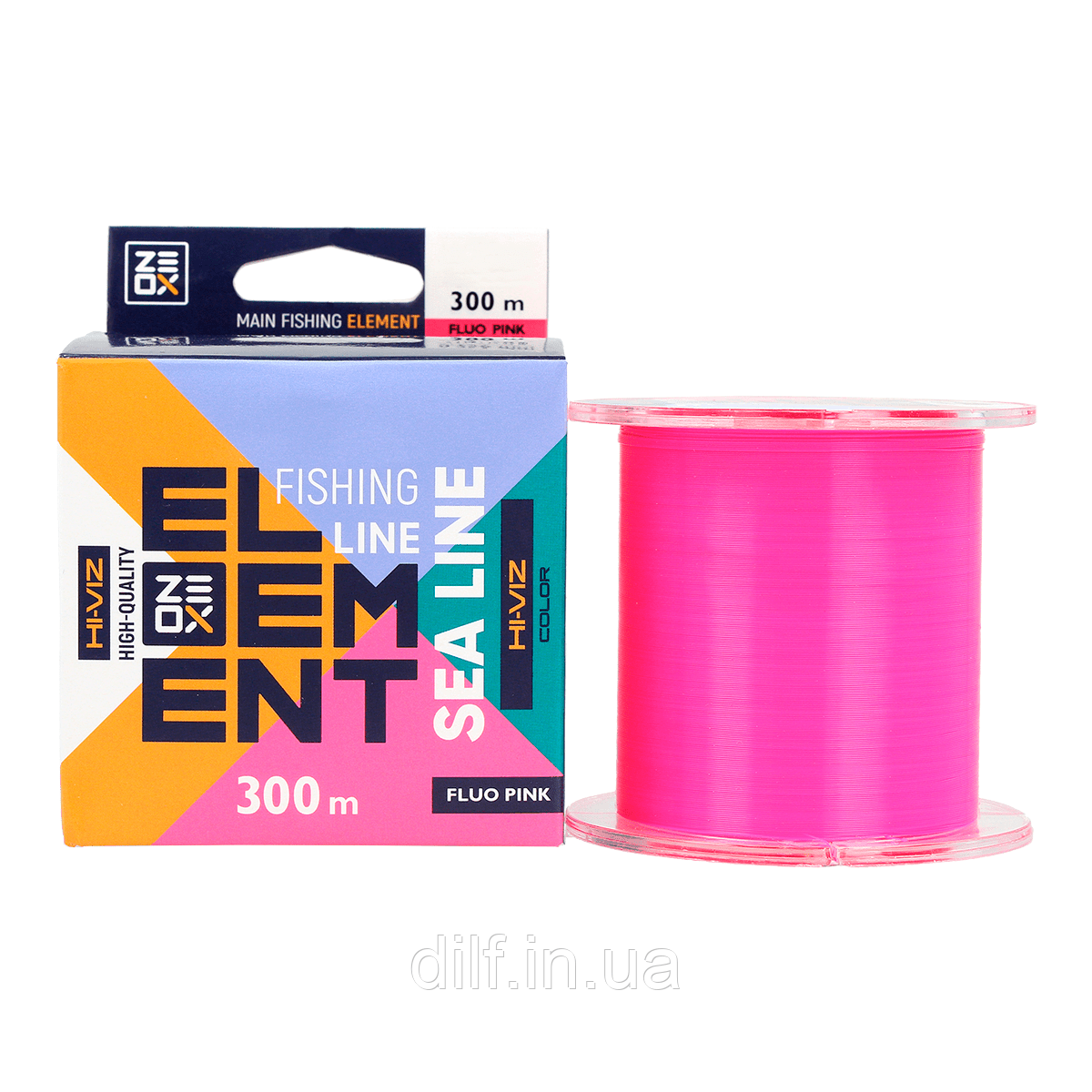 Волосінь ZEOX Hi-Viz Element Sea 300м FP 0.309мм (Рожевий флуоресцентний), фото 1
