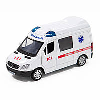 Машинка металева дитяча Mercedes-Benz Sprinter Швидка допомога, біла, відкриваються двері, 5*11*5см (250295), фото 2