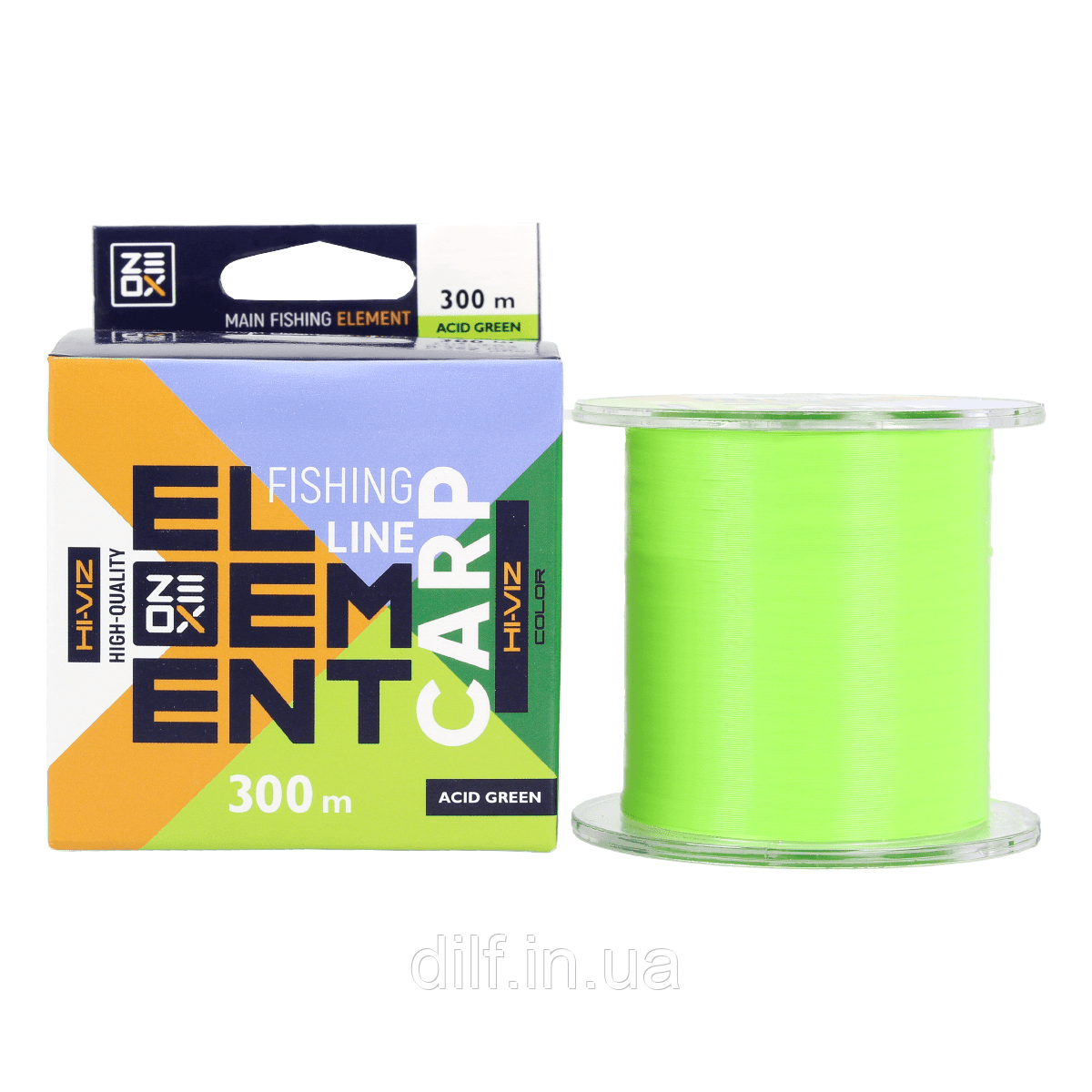 Волосінь ZEOX Hi-Viz Element Carp 300м 0.33мм Acid Green (Кислотний зелений)
