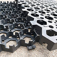 Решітка газонна HexPave (505мм*580мм*30мм) 0,29м2/шт, чорна, екопарковка, модульне покриття