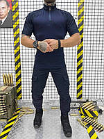 Летний тактический костюм темно-синий тениска штаны Военная летняя форма МЧС Мужской рабочий костюм МЧС