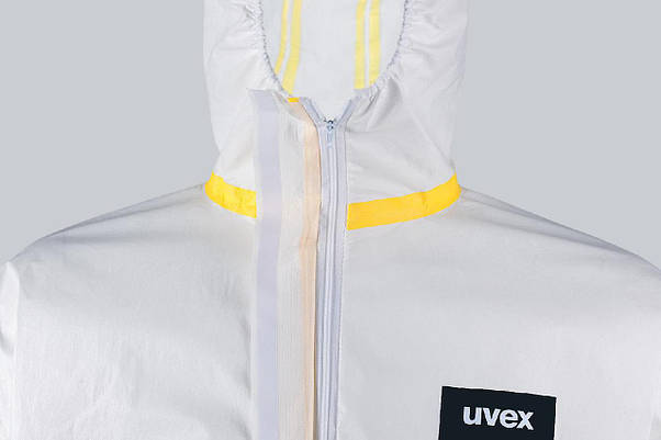 Комбінезон захисний одноразовий uvex 3B chem light білий/жовтий розмір ХL, фото 5