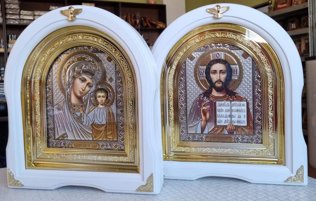 Вінчальна пара - арочні ікони з літографією 26*29см, фото 1