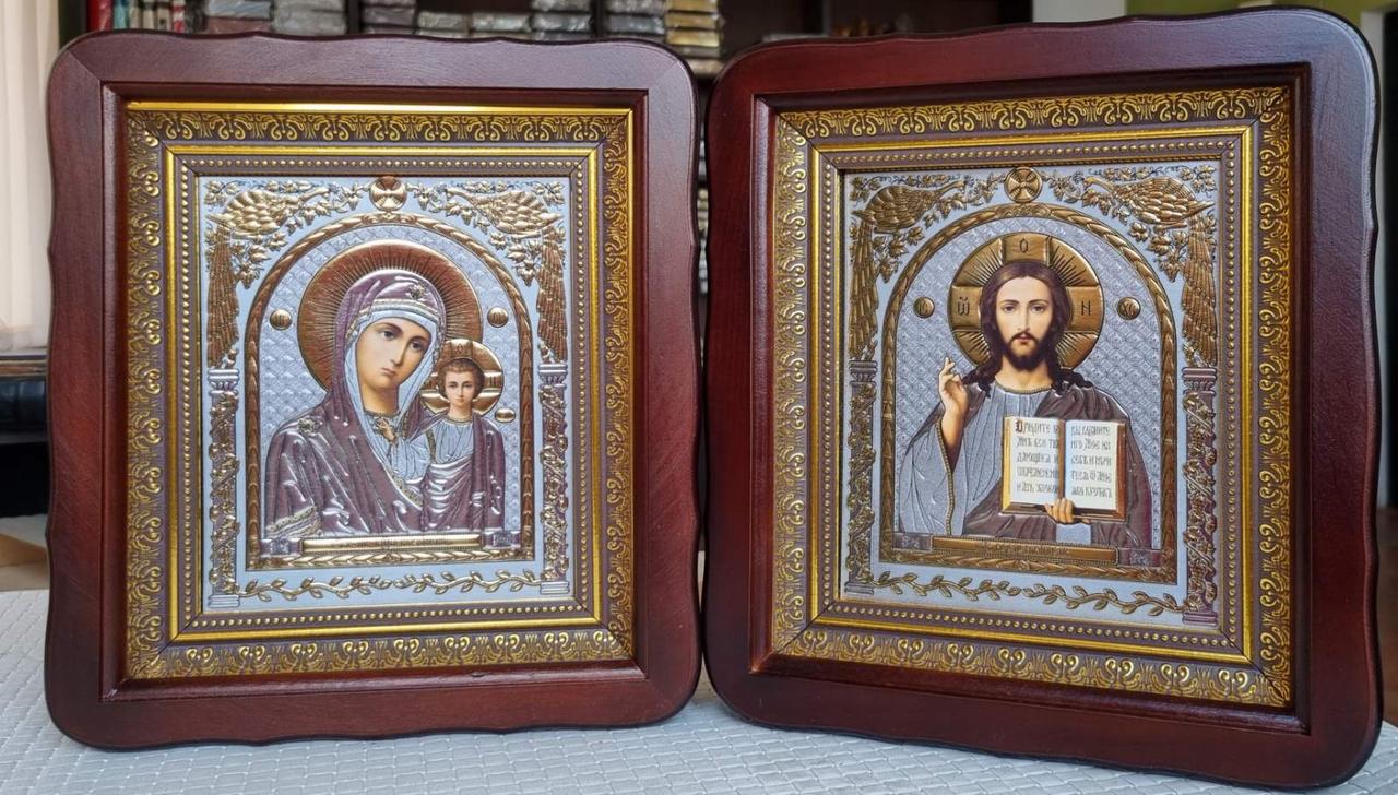 Ікони Вінчальна пара під темний лак 23х26см, фото 1