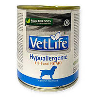 Vet Life Hypoallergenic диетический влажный корм для собак, гипоаллергенный, с рыбой и картофелем 300г Farmina