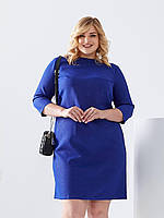 Вечернее блестящее платье, ярко синий Электрик Батал А323/4 , однотонное платье люрекс