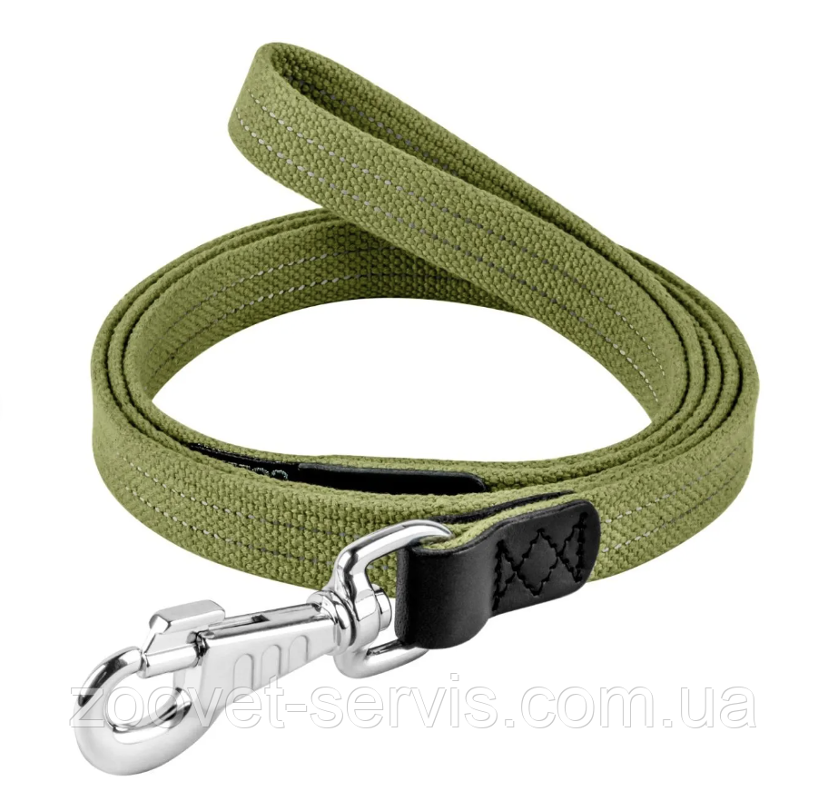 Повідець брезентовий для середніх і великих собак бавовняна тасьма Зелений 35мм 5м Collar 0511, фото 1