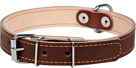 Нашийник для собаки шкіряний підвійний коричневий ширина 20 мм довжина 32-40 см COLLAR