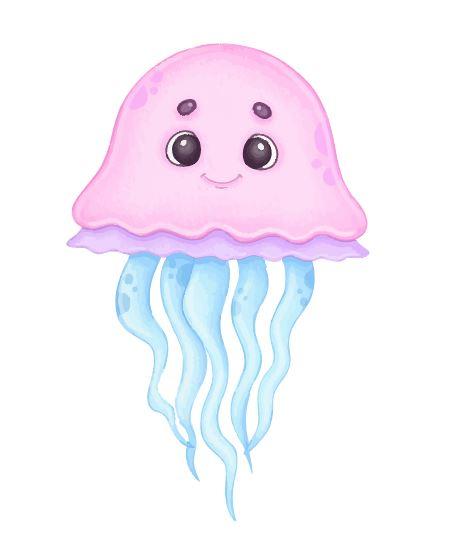 Наклейка для ростової фігури "Морські мешканці: милая медуза" 80х51 см (без обрізу по контуру)