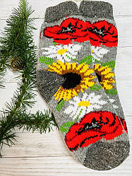 Шкарпетки жіночі з овечої шерсті квіти