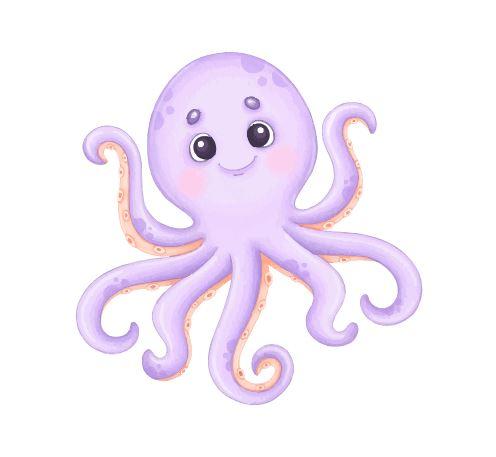 Наклейка для ростової фігури "Морські мешканці: милий восьминіг" 80х80 см (без обрізу по контуру)