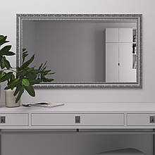 Дзеркало на стіну в білій рамі 70х120 з патиною срібла Black Mirror в гардероб