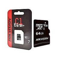 Карта памяти micro SD Hikvision 64 ГБ class 10.