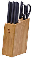 Набор ножей с подставкой Huo Hou Fire Kitchen Steel Knife Set Black