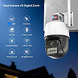 Вулична охоронна поворотна WIFI камера спостереження Besder P10-8MP 3,6 мм із сиреною. iCSee, фото 3
