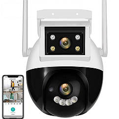 Вулична охоронна поворотна WIFI камера спостереження Besder A18Q 4MP з 2 об'єктивами. Зум. iCSee