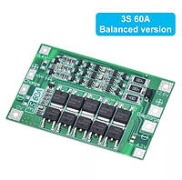 Плата защиты BMS 3S 60A 11,1V (12,6V) для Li-Ion аккумуляторов (контроллер заряда/разряда) с балансировкой