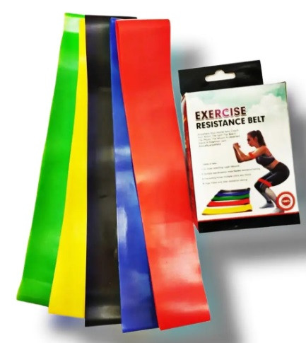 Фітнес резинки для спорту Exercise Resistance Belt набір 5 шт + чохол, LX 005, фото 1
