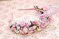 Обруч для волосся / ободок для волосся / прикраса для волосся з рожевими квітами 46 Об, фото 3