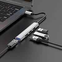 USB-hub Type-C 3.0 хаб 4-в-1 підтримка накопичувача до 1Tb SX-37 Type-C to USB 3 порти USB, 1 Type-C