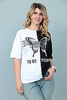 Двоколірна футболка "Butterfly"  ⁇  Батал продаж