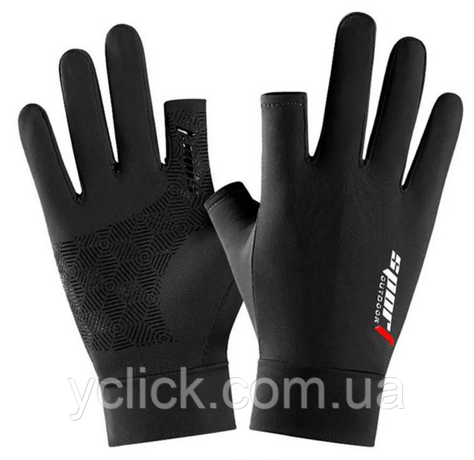 Рукавички спортивні, велосипедні Sport DR44 Чорні. Велорукавиці, рукавички для риболовлі, велосипеда, спорту